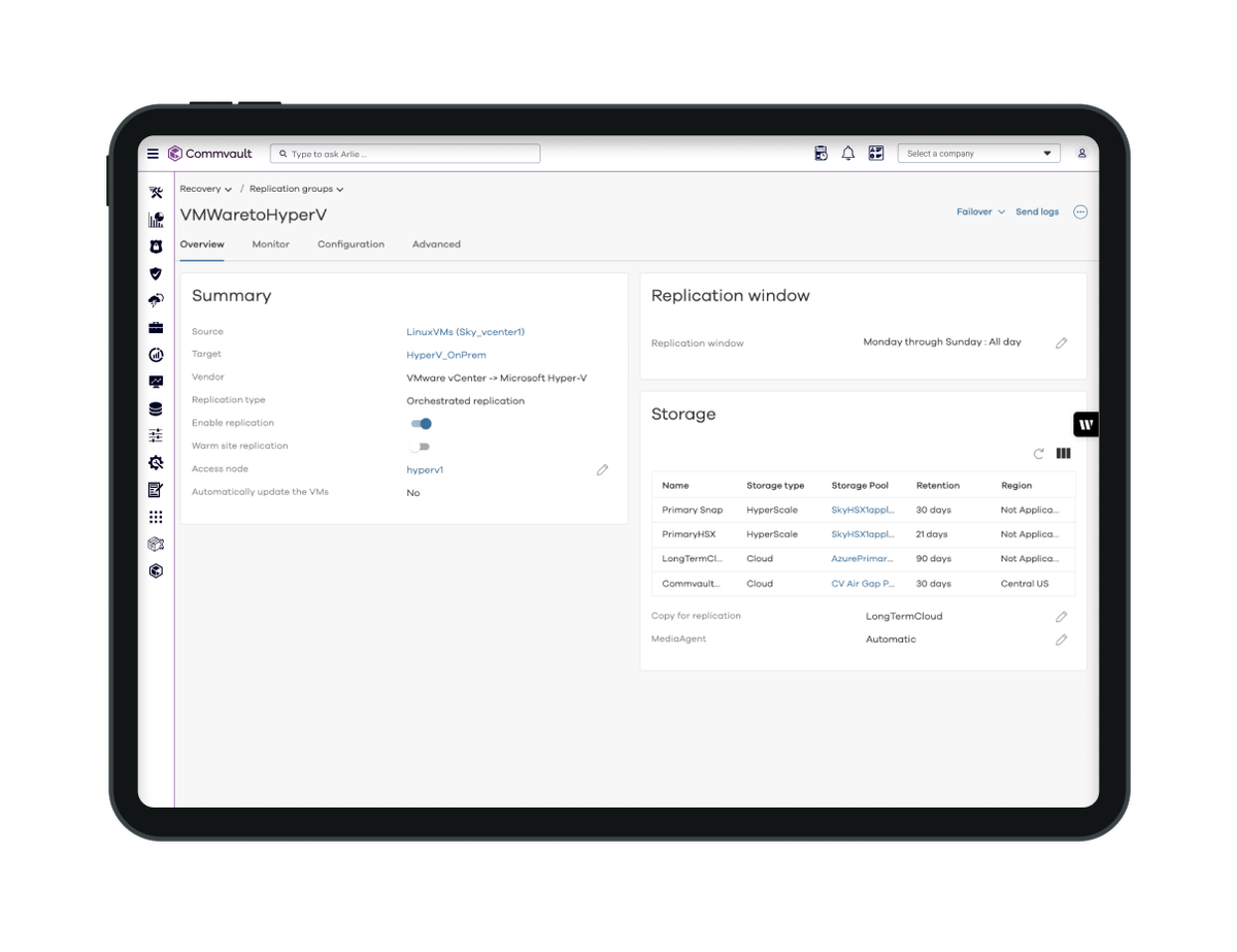 CONSOLE COMMVAULT CLOUD · AUTO RECOVERY · FONTE: COMMVAULT
