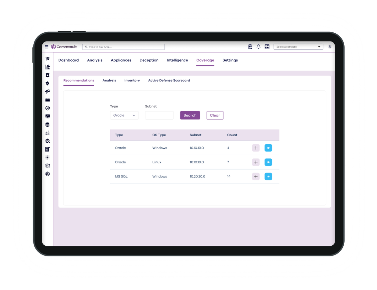 CONSOLE COMMVAULT CLOUD · THREATWISE · FONTE: COMMVAULT