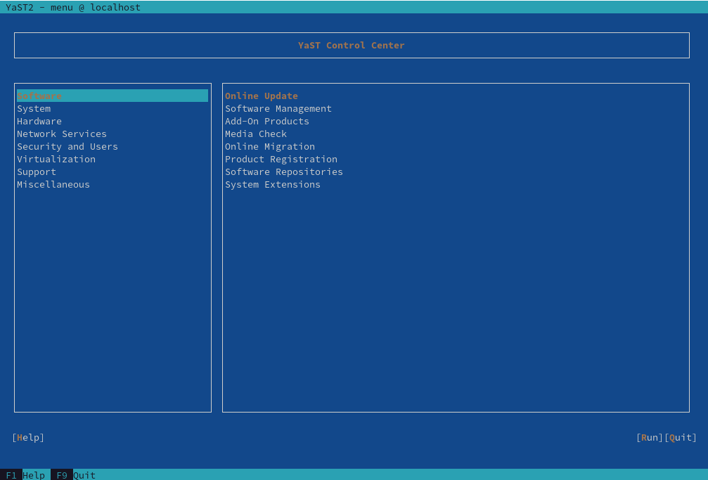 CONSOLE REALE · YAST (SLES) · FONTE: SUSE DOCS