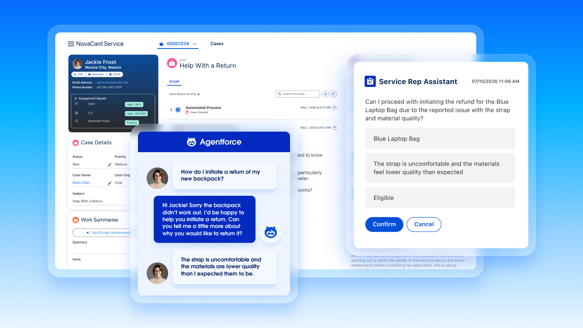 INTERFACCIA REALE · AGENTI AI NEL SERVICE · FONTE: SALESFORCE