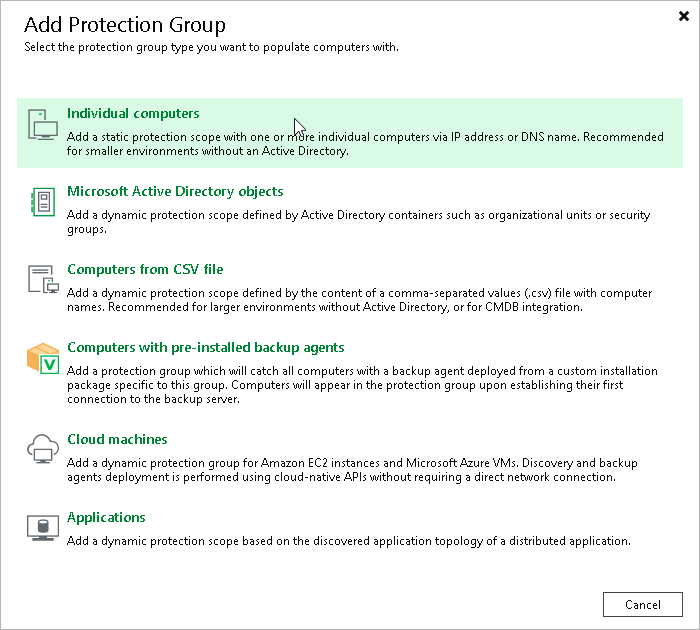CONSOLE REALE · PROTECTION GROUP · FONTE: VEEAM