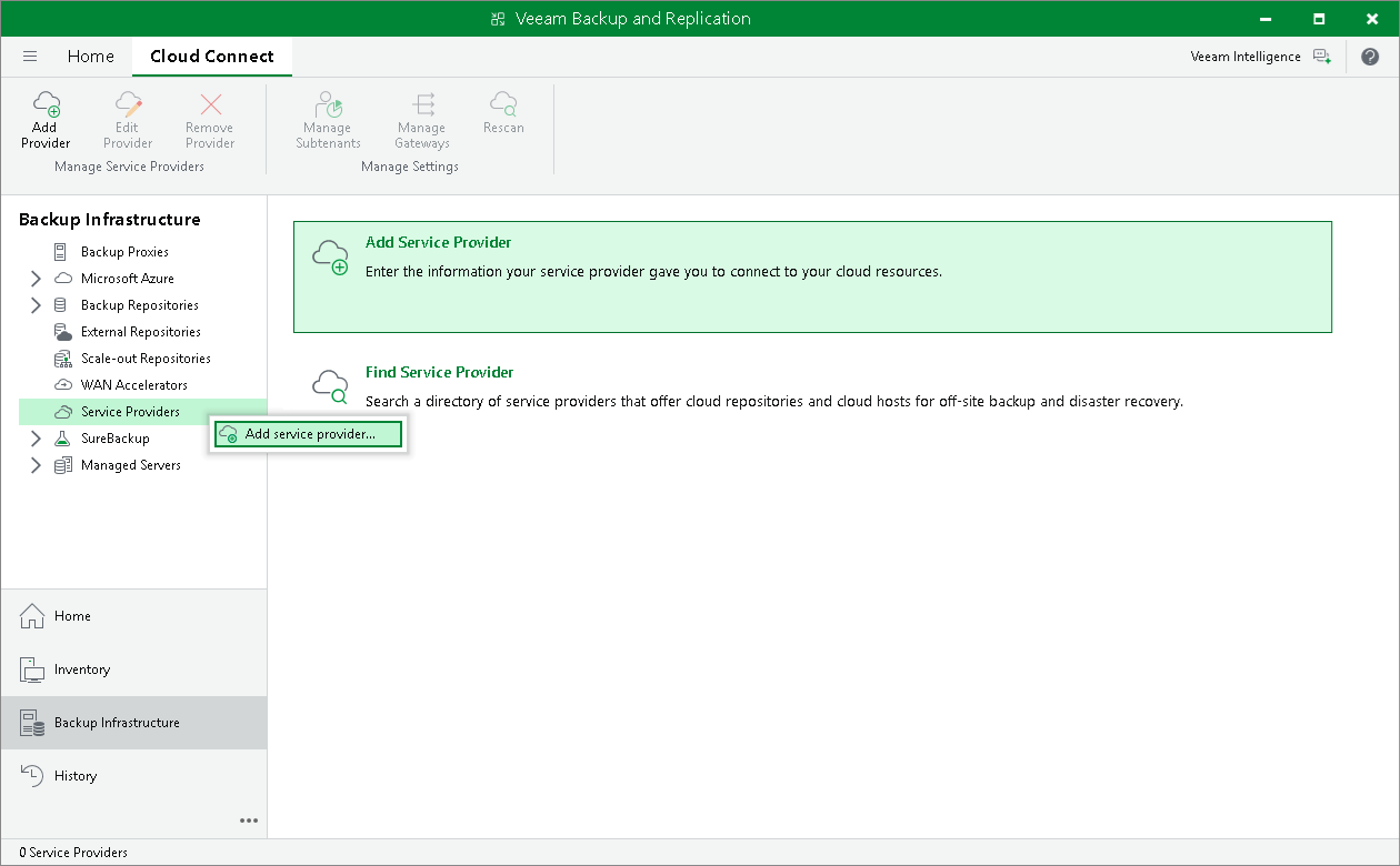 CONSOLE REALE · SERVICE PROVIDER WIZARD · FONTE: VEEAM
