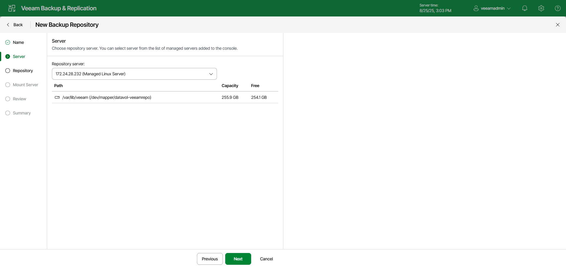 CONSOLE REALE · HARDENED REPOSITORY (IMMUTABILITA) · FONTE: VEEAM