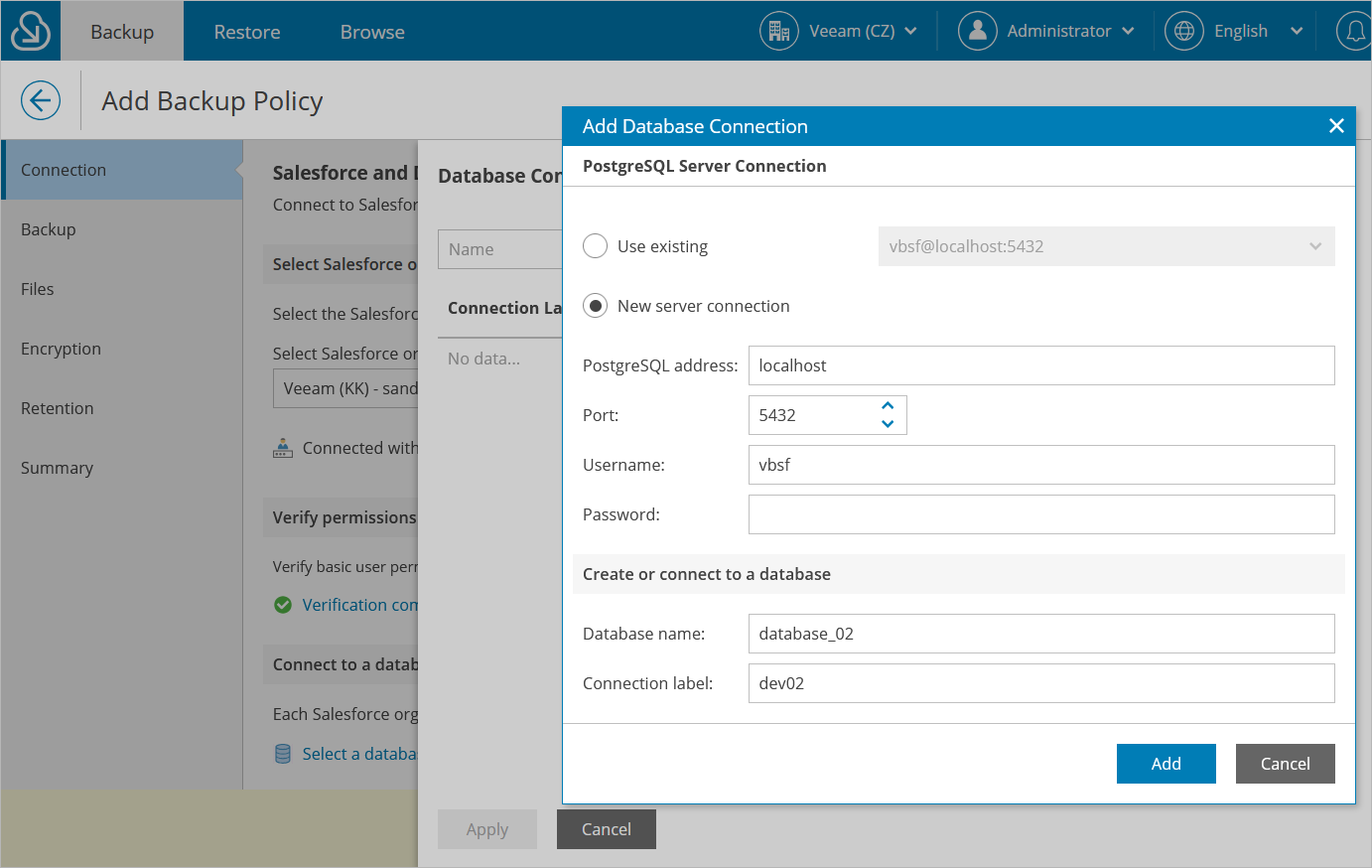 CONSOLE REALE · BACKUP FOR SALESFORCE · FONTE: VEEAM