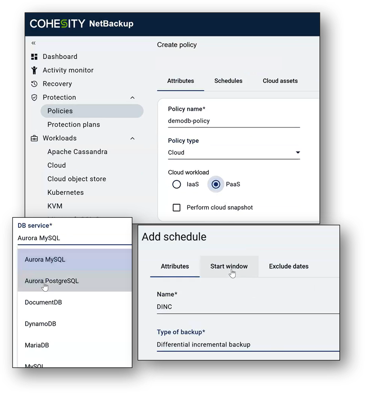 CONSOLE NETBACKUP · POLICY · FONTE: COHESITY (VERITAS)