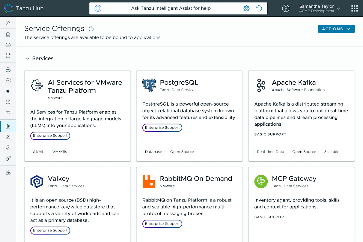 CONSOLE REALE &middot; TANZU HUB &middot; FONTE: VMWARE BLOG